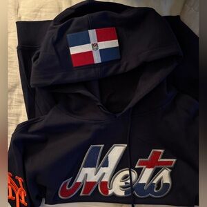 NY METS Navy Pullover Hoodie with DOMINICAN FLAG